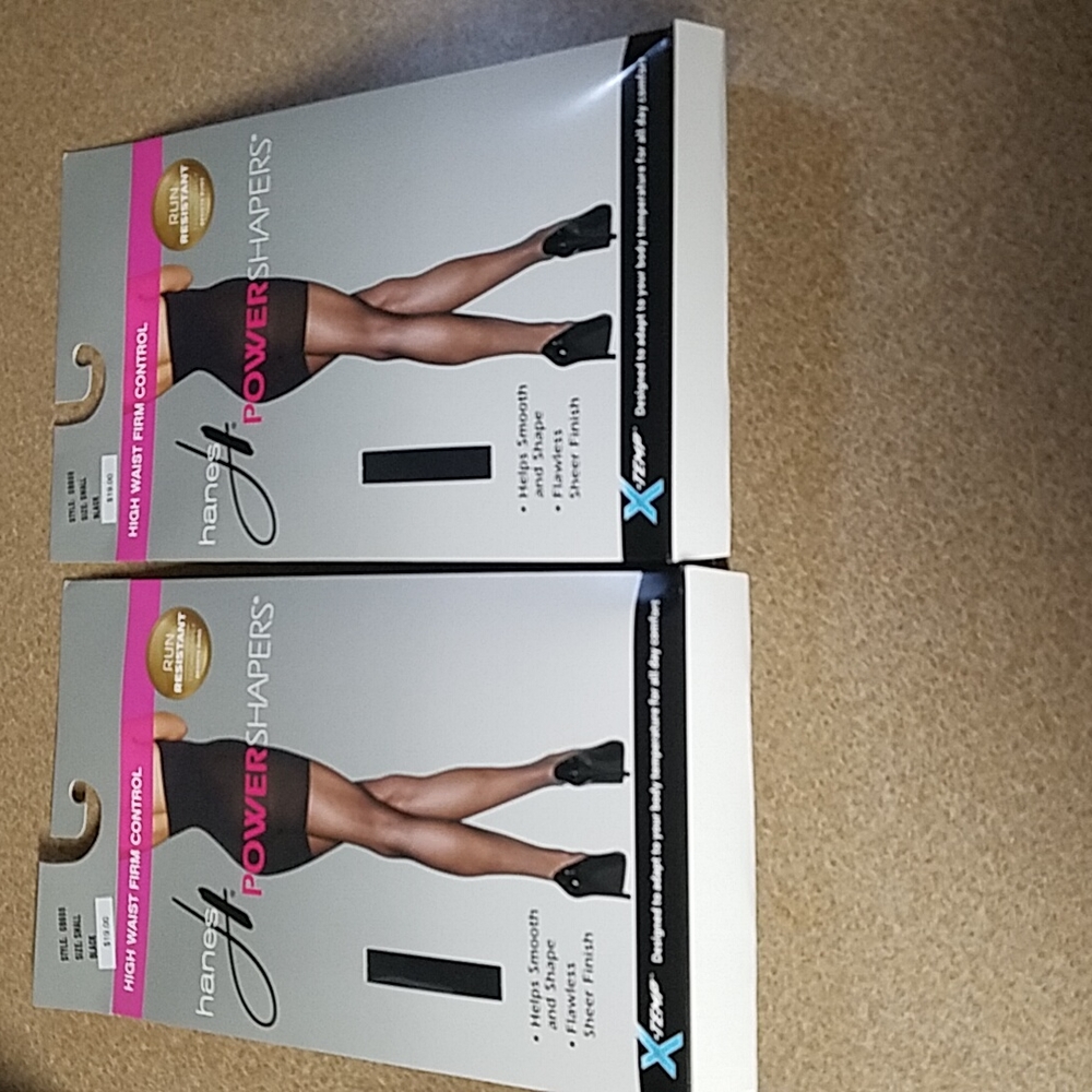 Hanes Power Shapers High Waist Firm Control Hoses Brand New. 2 pairs.